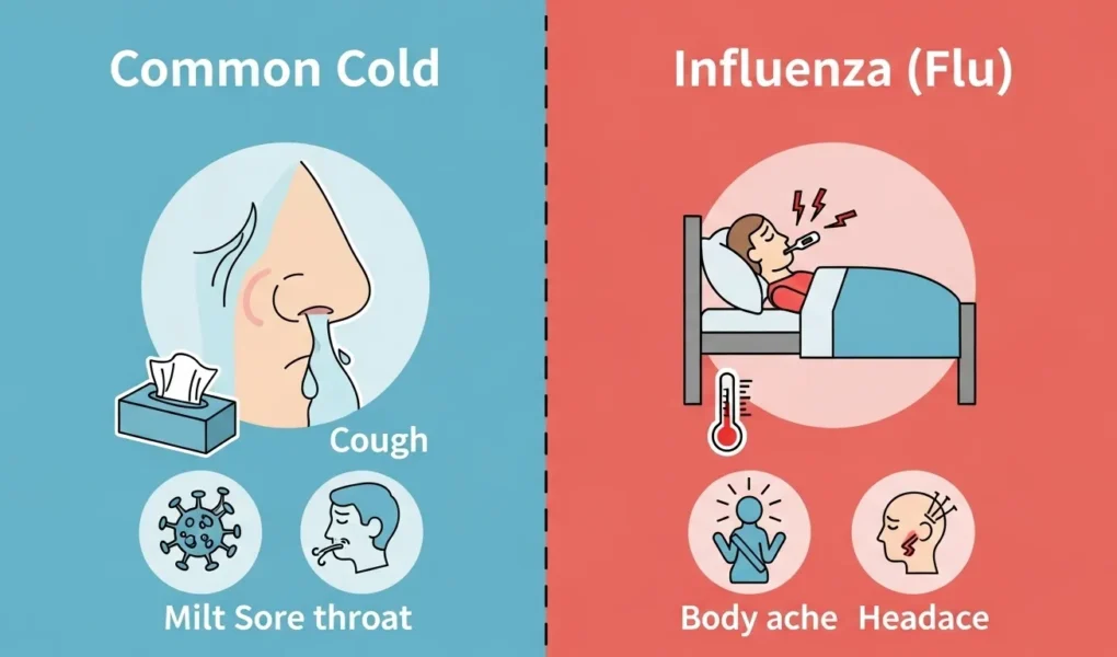 Diferencia entre resfriado común y gripe